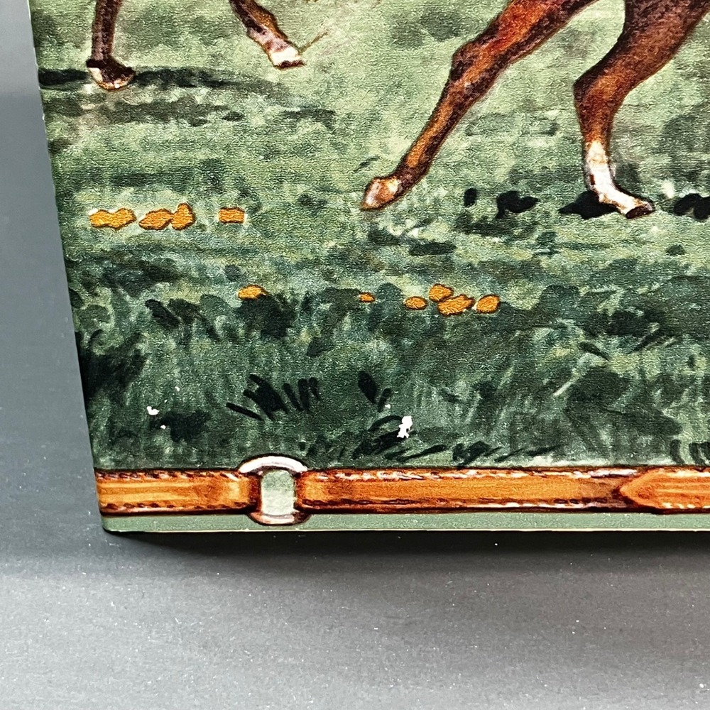 Connie's Creations Wood Tissue Box Cover Equestrian Running Horses Green - Picture 8 of 11